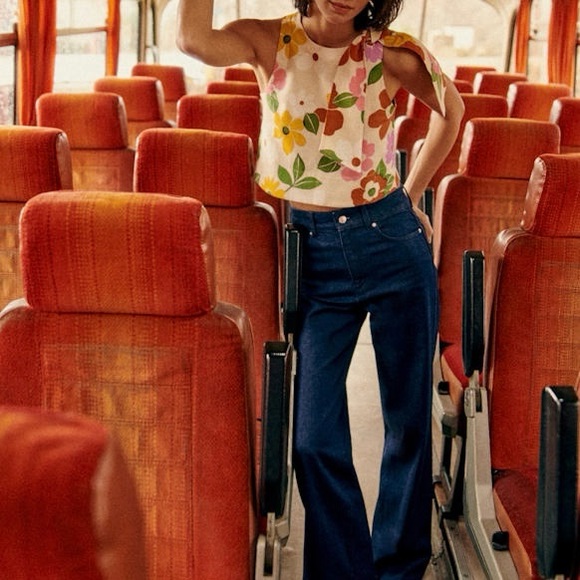 Sezane Floral Cream Top with Multicolor Blooms - Picture 13 of 14